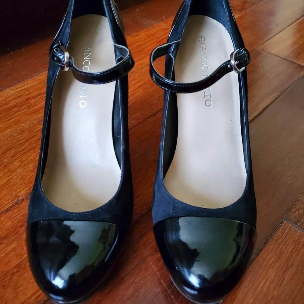 Patent & suede Franco Sarto Mary Janes, size 8.5